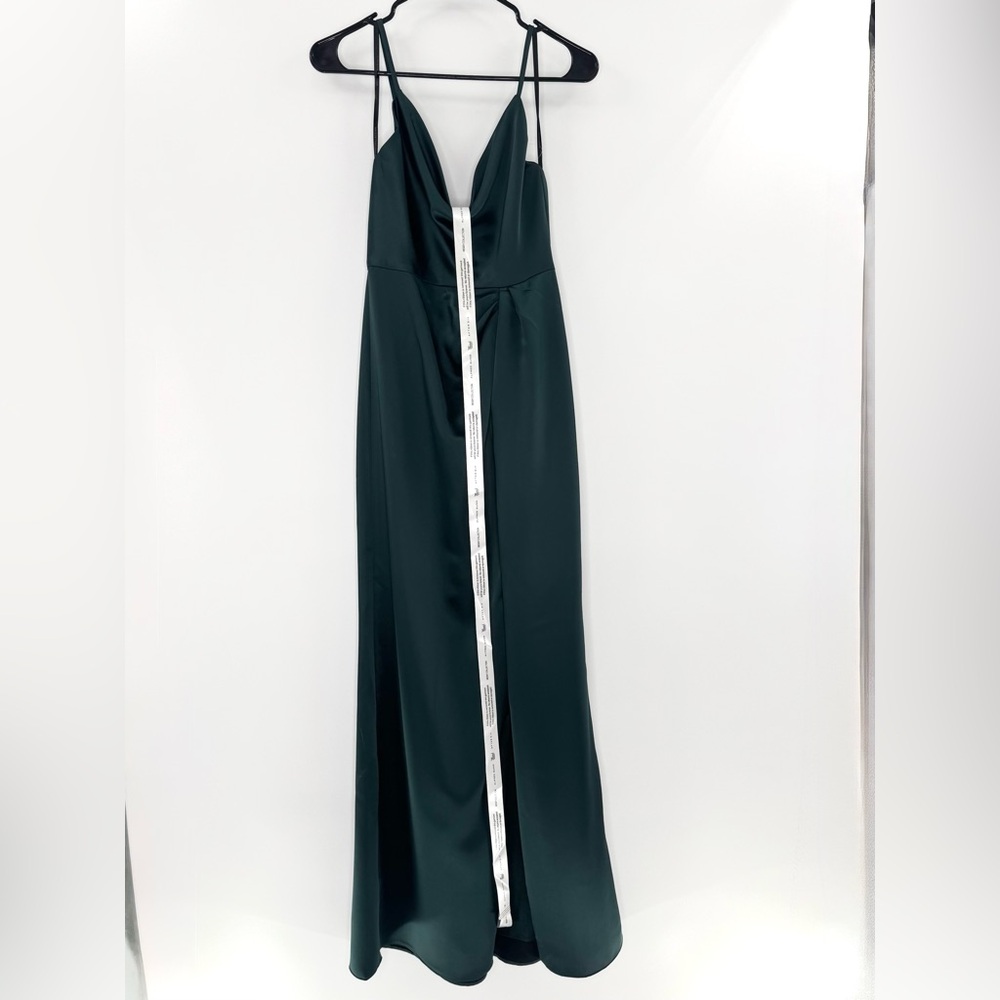 Dessy Collection Cowl-Neck Draped Wrap Maxi Front Slit Dress Evergreen,SZ 0, NWT - Picture 9 of 12